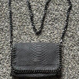 Vintage Borse in Pelle Genuine Leather Gray Snakeskin Print Crossbody Bag Grunge